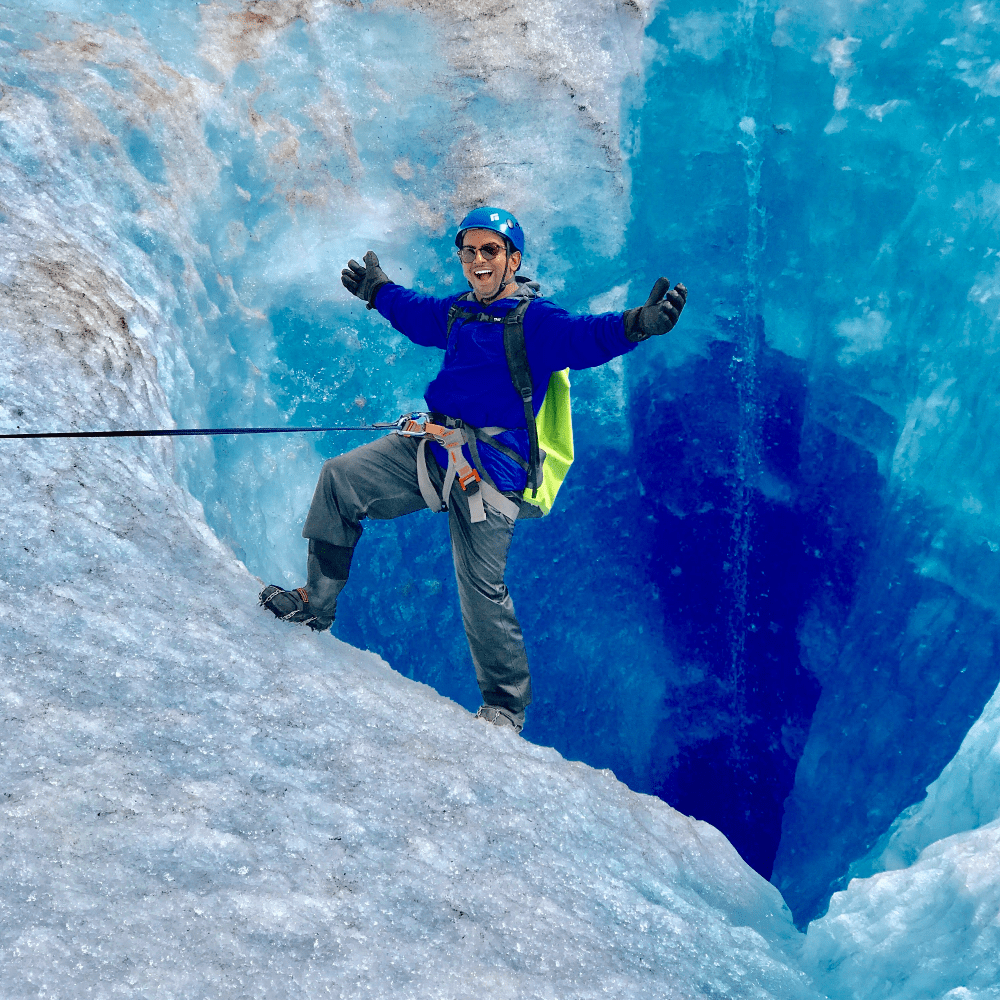 Glacier rappelling adventure in Alaska